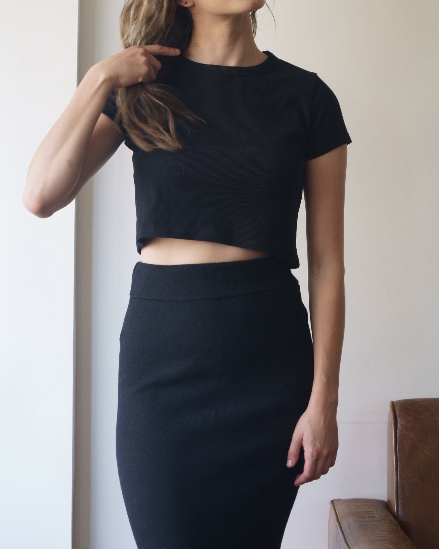 100% Cotton Cropped Tee (Black)